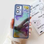 For OPPO Reno7 Pro Oil Painting Electroplating TPU Phone Case(Blue)