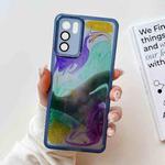 For OPPO Reno6 Oil Painting Electroplating TPU Phone Case(Blue)