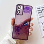 For OPPO Reno6 Oil Painting Electroplating TPU Phone Case(Purple)