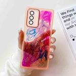 For OPPO Reno6 Pro Oil Painting Electroplating TPU Phone Case(Pink)
