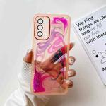 For OPPO Reno5 Oil Painting Electroplating TPU Phone Case(Pink)