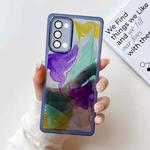 For OPPO Reno5 Pro Oil Painting Electroplating TPU Phone Case(Blue)