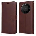 For Huawei Mate 60 Classic Calf Texture Flip Leather Phone Case(Brown)