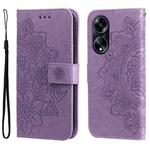 For OPPO A1 5G 7-petal Flowers Embossing Leather Phone Case(Light Purple)