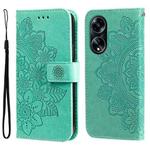 For OPPO A1 5G 7-petal Flowers Embossing Leather Phone Case(Green)