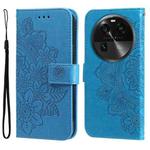 For OPPO Find X6 7-petal Flowers Embossing Leather Phone Case(Blue)
