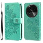 For OPPO Find X6 7-petal Flowers Embossing Leather Phone Case(Green)