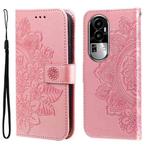 For OPPO Reno10 Pro 7-petal Flowers Embossing Leather Phone Case(Rose Gold)