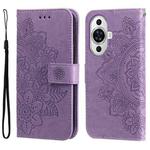 For Huawei nova 11 7-petal Flowers Embossing Leather Phone Case(Light Purple)