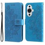 For Huawei nova 11 7-petal Flowers Embossing Leather Phone Case(Blue)