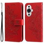 For Huawei nova 11 7-petal Flowers Embossing Leather Phone Case(Red)