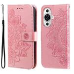 For Huawei nova 11 7-petal Flowers Embossing Leather Phone Case(Rose Gold)