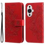 For Huawei nova 11 Pro 7-petal Flowers Embossing Leather Phone Case(Red)