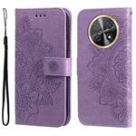 For Huawei Enjoy 60X 7-petal Flowers Embossing Leather Phone Case(Light Purple)