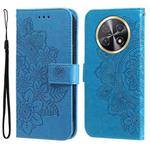 For Huawei Enjoy 60X 7-petal Flowers Embossing Leather Phone Case(Blue)