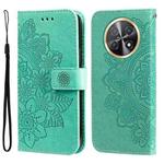 For Huawei Enjoy 60X 7-petal Flowers Embossing Leather Phone Case(Green)