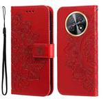 For Huawei Enjoy 60X 7-petal Flowers Embossing Leather Phone Case(Red)