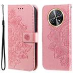 For Huawei Enjoy 60X 7-petal Flowers Embossing Leather Phone Case(Rose Gold)