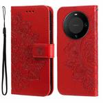 For Huawei Mate 60 Pro 7-petal Flowers Embossing Leather Phone Case(Red)