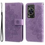 For Huawei Enjoy 70 7-petal Flowers Embossing Leather Phone Case(Light Purple)