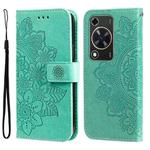 For Huawei Enjoy 70 7-petal Flowers Embossing Leather Phone Case(Green)