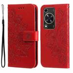 For Huawei Enjoy 70 7-petal Flowers Embossing Leather Phone Case(Red)