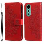 For Huawei nova 12 7-petal Flowers Embossing Leather Phone Case(Red)