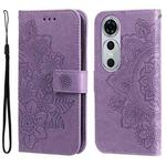 For Huawei nova 12 Pro 7-petal Flowers Embossing Leather Phone Case(Light Purple)
