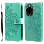 For Huawei nova 14 Seven-petal Flowers Embossing Leather Phone Case(Green)