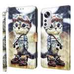 For Xiaomi 12 3D Painted Pattern Leather Phone Case(Naughty Cat)
