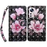 For Xiaomi 12 3D Painted Pattern Leather Phone Case(Pink Flower)