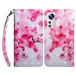 For Xiaomi 12 3D Painted Pattern Leather Phone Case(Red Flower)