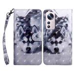 For Xiaomi 12 Pro 3D Painted Pattern Leather Phone Case(Husky)