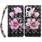 For Xiaomi 12 Pro 3D Painted Pattern Leather Phone Case(Pink Flower)