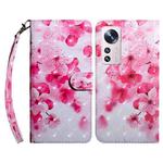 For Xiaomi 12 Pro 3D Painted Pattern Leather Phone Case(Red Flower)