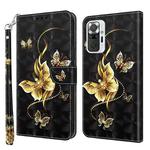 For Xiaomi Redmi Note 10 Pro 3D Painted Pattern Leather Phone Case(Golden Butterfly)