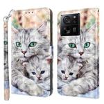 For Xiaomi 13T Pro 3D Painted Pattern Leather Phone Case(Two Loving Cats)