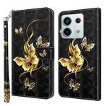 For Xiaomi Redmi Note 13 Pro 5G 3D Painted Pattern Leather Phone Case(Golden Butterfly)