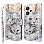 For Xiaomi Redmi Note 13 Pro+ 3D Painted Pattern Leather Phone Case(Two Loving Cats)