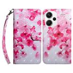 For Xiaomi Redmi Note 13 Pro+ 3D Painted Pattern Leather Phone Case(Red Flower)