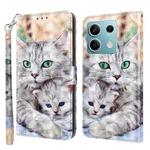 For Xiaomi Redmi Note 13 5G 3D Painted Pattern Leather Phone Case(Two Loving Cats)