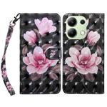 For Xiaomi Redmi Note 13 4G 3D Painted Pattern Leather Phone Case(Pink Flower)