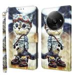 For Xiaomi Redmi A3 3D Painted Pattern Leather Phone Case(Naughty Cat)