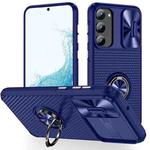 For Samsung Galaxy S23+ 5G Sliding Camshield Armor Phone Case with Ring Holder(Blue)