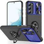 For Samsung Galaxy S23+ 5G Sliding Camshield Armor Phone Case with Ring Holder(Blue Black)