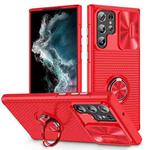 For Samsung Galaxy S22 Ultra 5G Sliding Camshield Armor Phone Case with Ring Holder(Red)
