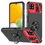 For Samsung Galaxy A22 Sliding Camshield Armor Phone Case with Ring Holder(Red Black)