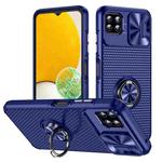 For Samsung Galaxy A22 Sliding Camshield Armor Phone Case with Ring Holder(Blue)