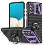 For Samsung Galaxy S21 FE 5G Sliding Camshield Armor Phone Case with Ring Holder(Purple Black)