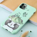 For iPhone 11 Pro Max TPU Mobile Phone Case(Bright Green Lotus Leaf Bear)